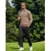 imageCOOFANDY Quarter Zip Pullover Men Dress Sweaters Long Sleeve Jacquard Checkered SweaterKhaki
