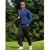 imageCOOFANDY Quarter Zip Pullover Men Dress Sweaters Long Sleeve Jacquard Checkered SweaterNavy Blue