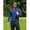 imageCOOFANDY Quarter Zip Pullover Men Dress Sweaters Long Sleeve Jacquard Checkered SweaterNavy Blue