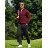 imageCOOFANDY Quarter Zip Pullover Men Dress Sweaters Long Sleeve Jacquard Checkered SweaterWine Red
