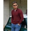 imageCOOFANDY Quarter Zip Pullover Men Dress Sweaters Long Sleeve Jacquard Checkered SweaterWine Red