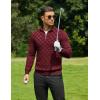 imageCOOFANDY Quarter Zip Pullover Men Dress Sweaters Long Sleeve Jacquard Checkered SweaterWine Red