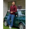 imageCOOFANDY Quarter Zip Pullover Men Dress Sweaters Long Sleeve Jacquard Checkered SweaterWine Red