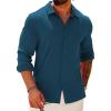imageCOOFANDY Athletic Fit Dress Shirts for Men Ribbed Knit Textured Button Down ShirtsDeep Blue