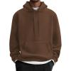 imageCOOFANDY Men Cotton Fleece Hooded Sweatshirt Casual Long Sleeve Hoodies Pullover Fashion Drawstring Hoodie with Kanga PocketDark Brown