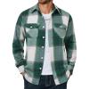 imageCOOFANDY Men Flannel Shirt Casual Button Down Shirt Jacket Long Sleeve Plaid Shirts with PocketsGreen