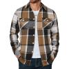 imageCOOFANDY Men Flannel Shirt Casual Button Down Shirt Jacket Long Sleeve Plaid Shirts with PocketsKhaki Gray