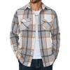 imageCOOFANDY Men Flannel Shirt Casual Button Down Shirt Jacket Long Sleeve Plaid Shirts with PocketsLight Gray