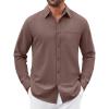 imageCOOFANDY Mens Button Down Shirt Casual Untucked Shirts Long Sleeve Dress Shirt with PocketBrown