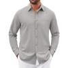 imageCOOFANDY Mens Button Down Shirt Casual Untucked Shirts Long Sleeve Dress Shirt with PocketLight Grey