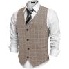 imageCOOFANDY Mens Casual Business Vests Lightweight Waistcoat Slim Fit Suit VestBrown Plaid