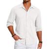 imageCOOFANDY Mens Casual Button Down Shirt Long Sleeve Wrinkle Free Shirts Loose fit Shirt Textured Stretch Shirts with PocketWhite