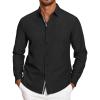 imageCOOFANDY Mens Casual Button Down Shirt Untucked Long Sleeve Stretch Denim Dress ShirtBlackplaid