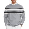imageCOOFANDY Mens Crew Neck Sweaters Long Sleeve Lightweight Knit Dress Pullover SweatersStripeslight Gray