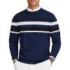 imageCOOFANDY Mens Crew Neck Sweaters Long Sleeve Lightweight Knit Dress Pullover SweatersStripesnavy Blue