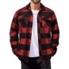 imageCOOFANDY Mens Flannel Jacket Long Sleeve Plaid Shirt Jackets Button Down Fleece Shacket Casual Fall Soft OutwearBuffalo Red Plaid