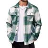 imageCOOFANDY Mens Flannel Jacket Long Sleeve Plaid Shirt Jackets Button Down Fleece Shacket Casual Fall Soft OutwearGreen Block