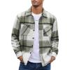 imageCOOFANDY Mens Flannel Shirts Casual Button Down Plaid Shirt Jacket Long Sleeve Fleece Shacket with PocketsSage Green