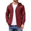 imageCOOFANDY Mens Hooded Sweatshirt Zip Up Casual Knit Hoodies Fashion Drawstring Sweatshirts with PocketsWine Red