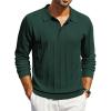 imageCOOFANDY Mens Knit Polo Long Sleeve Polos Sweater Causal Collared Golf Sweaters Fashion Business Dress PulloverGreen