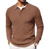 imageCOOFANDY Mens Knit Polo Long Sleeve Sweaters Collared Polo Sweater Casual Dress Pullover Fashion Golf SweatersAsh Brown