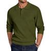 imageCOOFANDY Mens Knit Polo Sweater Long Sleeve Polo Sweaters Casual Knitted Button Collar Pullover SweaterArmy Green