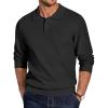 imageCOOFANDY Mens Knit Polo Sweater Long Sleeve Polo Sweaters Casual Knitted Button Collar Pullover SweaterBlack
