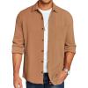imageCOOFANDY Mens Lightweight Shirt Shacket Long Sleeve Textured Button Down Shirts Casual JacketLight Brown
