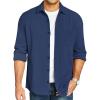 imageCOOFANDY Mens Lightweight Shirt Shacket Long Sleeve Textured Button Down Shirts Casual JacketNavy Blue