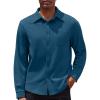 imageCOOFANDY Mens Long Sleeve Button Down Shirt Casual Lightweight Shacket Spring Fall Shirt Jacket Overshirt with PocketsDark Blue