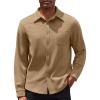 imageCOOFANDY Mens Long Sleeve Button Down Shirt Casual Lightweight Shacket Spring Fall Shirt Jacket Overshirt with PocketsKhaki