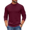 imageCOOFANDY Mens Mock Turtleneck Ribbed Knit Pullover Sweater Casual Lightweight Slim fit Dress SweaterWine Red