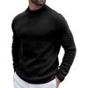 imageCOOFANDY Mens Mock Turtleneck Sweater Long Sleeve Knitted Slim Fit Casual Half Neck Pullover SweatersBlack