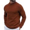 imageCOOFANDY Mens Mock Turtleneck Sweater Long Sleeve Knitted Slim Fit Casual Half Neck Pullover SweatersTerracotta