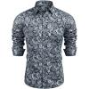 imageCOOFANDY Mens Paisley Cotton Long Sleeve Shirt Floral Print Casual Retro Button Down ShirtPattern 2