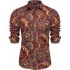 imageCOOFANDY Mens Paisley Cotton Long Sleeve Shirt Floral Print Casual Retro Button Down ShirtRed