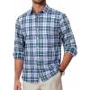 imageCOOFANDY Mens Plaid Button Down Shirt Cotton Long Sleeves Dress Shirt Wrinkle Free Casual Gingham ShirtBlack Blue Plaid