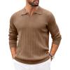 imageCOOFANDY Mens Polo Sweaters Long Sleeve V Neck Knit Polos Lightweight Casual Pullover SweaterBrown