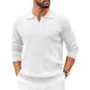 imageCOOFANDY Mens Polo Sweaters Long Sleeve V Neck Knit Polos Lightweight Casual Pullover SweaterWhite