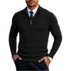 imageCOOFANDY Mens Quarter Zip Pullover Sweater Slim Fit Knit Mock Neck Polo SweatersBlack