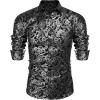 imageCOOFANDY Mens Rose Shiny Shirt Luxury Flowered Printed Button Down Shirt