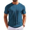 imageCOOFANDY Mens T Shirts Short Sleeve Knit Sweater Shirt Casual Crewneck Ribbed Pullover TeesPeacock Blue