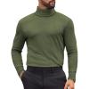 imageCOOFANDY Mens Turtleneck Shirts Slim Fit Shirt Tops Lightweight Pullover Thermal Sweater Casual Long Sleeve ShirtArmy Green