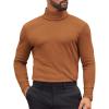 imageCOOFANDY Mens Turtleneck Shirts Slim Fit Shirt Tops Lightweight Pullover Thermal Sweater Casual Long Sleeve ShirtLight Brown