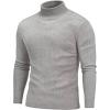 imageCOOFANDY Mens Turtleneck Sweater Long Sleeve Casual Ribbed Knitted High Neck Pullover SweatersLight Grey