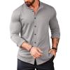 imageCOOFANDY Menss Long Sleeve Button Up Shirts Athletic Fitted Dress Shirts Silm FitLight Gray