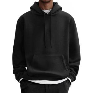 imageCOOFANDY Men Cotton Fleece Hooded Sweatshirt Casual Long Sleeve Hoodies Pullover Fashion Drawstring Hoodie with Kanga PocketBlack