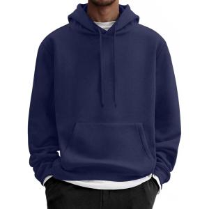 imageCOOFANDY Men Cotton Fleece Hooded Sweatshirt Casual Long Sleeve Hoodies Pullover Fashion Drawstring Hoodie with Kanga PocketBlue Purple