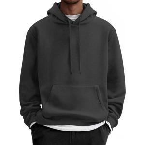 imageCOOFANDY Men Cotton Fleece Hooded Sweatshirt Casual Long Sleeve Hoodies Pullover Fashion Drawstring Hoodie with Kanga PocketDark Gray