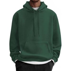 imageCOOFANDY Men Cotton Fleece Hooded Sweatshirt Casual Long Sleeve Hoodies Pullover Fashion Drawstring Hoodie with Kanga PocketLake Green